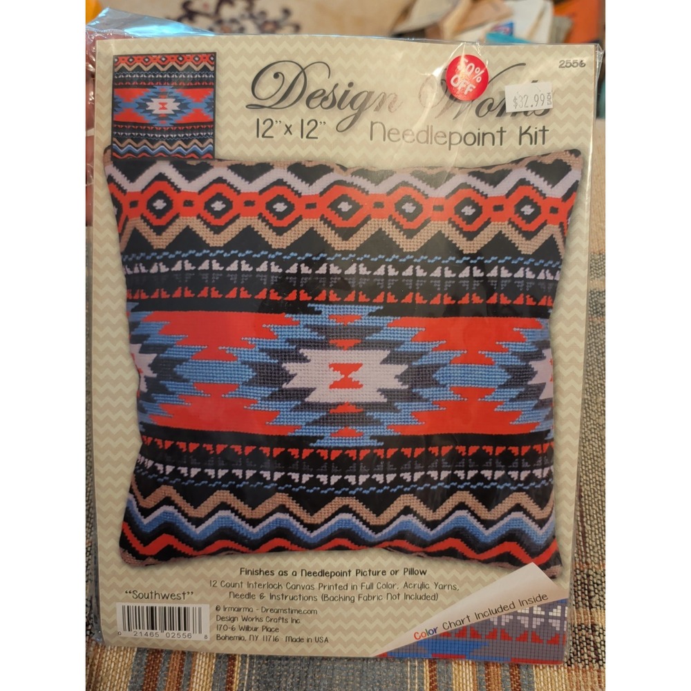 New Design Works Kit SOUTHWEST 12" X 12" Pillow Or Needlepoint Picture